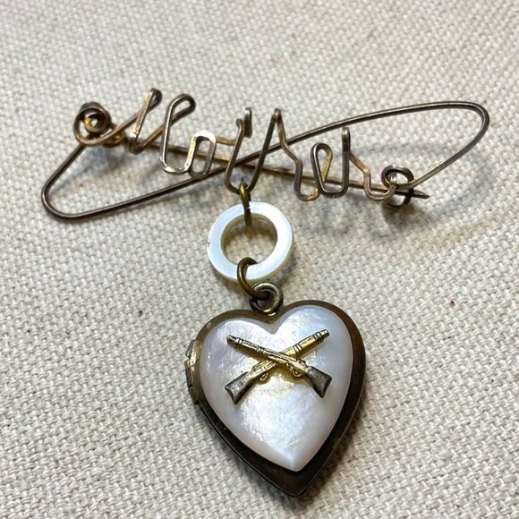 Estate Jewelry - 1940s WWII “Mother” Brooch – Infantry Handcrafted Keepsake Locket